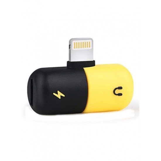2 In 1 Lightning Splitter Adapter For iPhone 7 Yellow/Black