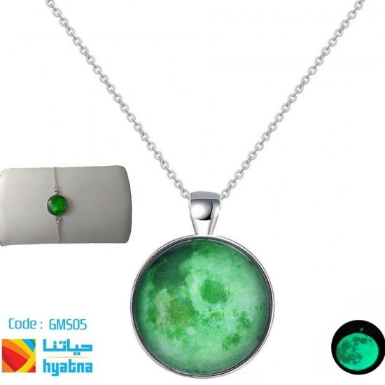 Glowing Moon Necklace And Bracelet - Silver Coated